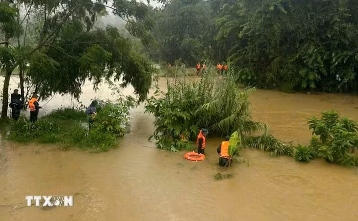 Mưa lũ gây ngập ở Tuyên Quang. (Ảnh: Hoàng Hải/TTXVN)
