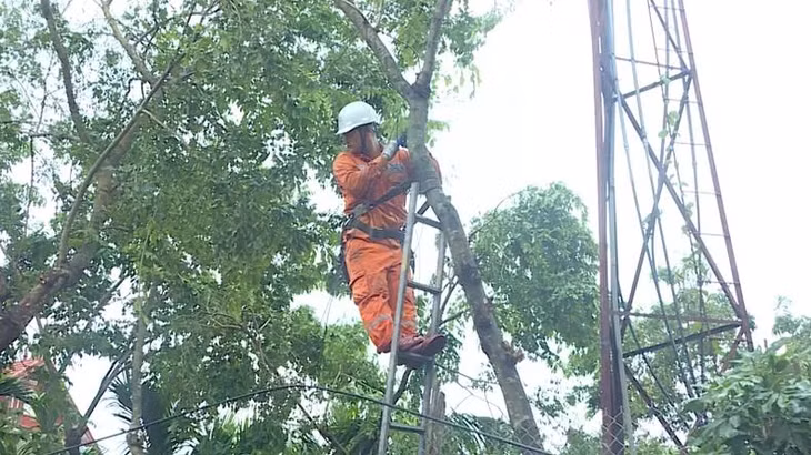 Ngành điện Tuyên Quang huy động cán bộ khắc sự cố mất điện.