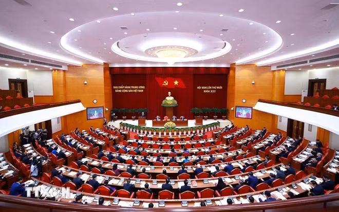 Phiên khai mạc Hội nghị lần thứ 10 Ban Chấp hành Trung ương Đảng Cộng sản Việt Nam khóa XIII. (Ảnh: Dương Giang/TTXVN)
