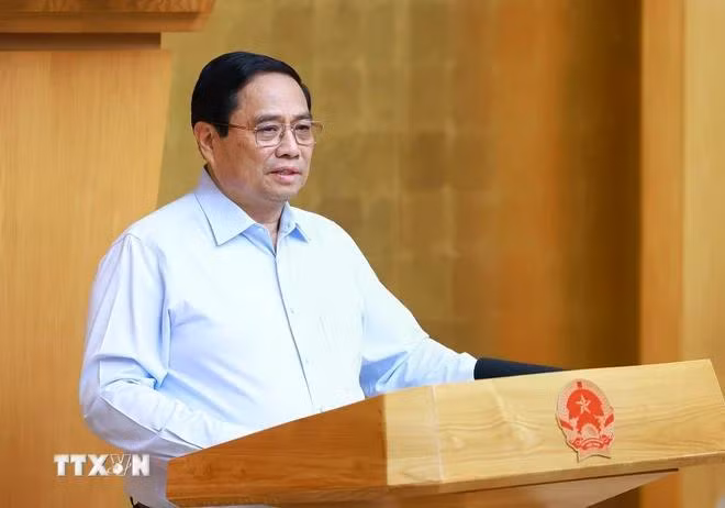 Thủ tướng Phạm Minh Chính chủ trì Phiên họp Chính phủ thường kỳ tháng 8/2024. (Ảnh: Dương Giang/TTXVN)