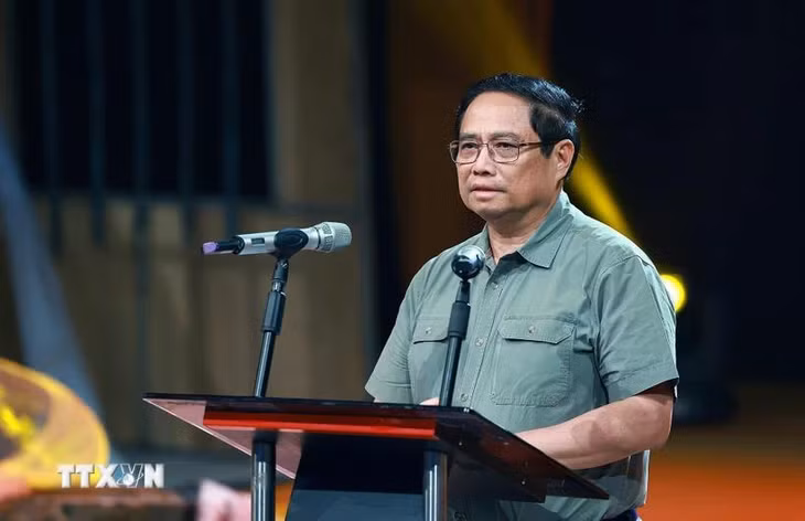 Thủ tướng Phạm Minh Chính phát biểu tại Chương trình "Điểm tựa Việt Nam." (Ảnh: Dương Giang/TTXVN)