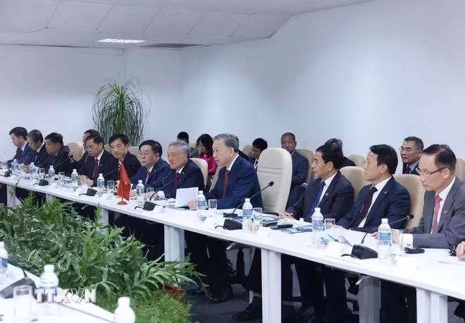 Tổng Bí thư, Chủ tịch nước Tô Lâm hội kiến Thủ tướng Cuba Manuel Marrero Cruz. (Ảnh: Lâm Khánh/TTXVN)