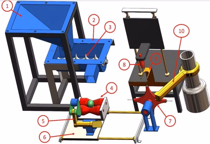 Sơ đồ thiết kế máy gọt vỏ chanh của tác giả. Ảnh: NVCC