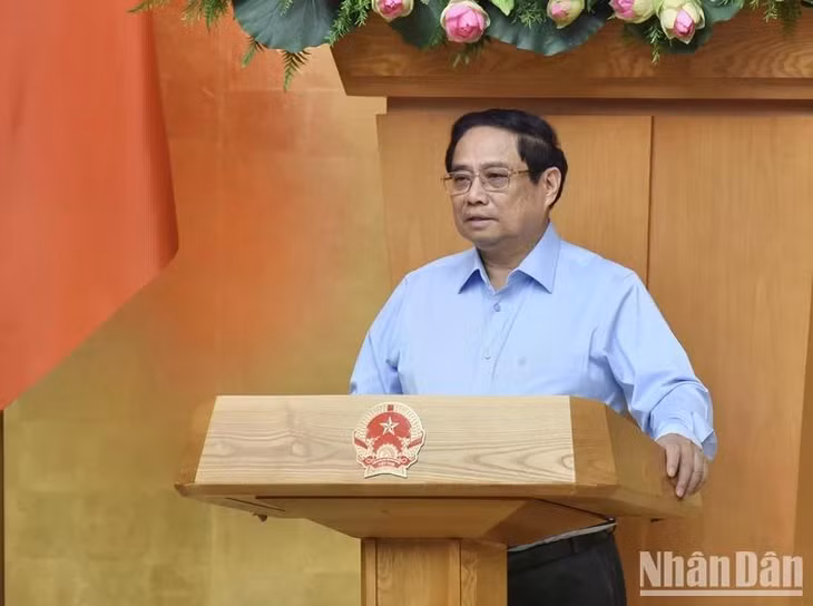 Thủ tướng Phạm Minh Chính phát biểu ý kiến tại cuộc họp. (Ảnh: Trần Hải)