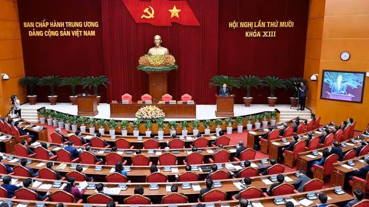 Toàn cảnh ngày làm việc thứ 3 và phiên bế mạc Hội nghị Trung ương 10 khóa XIII. (Ảnh: ĐĂNG KHOA)