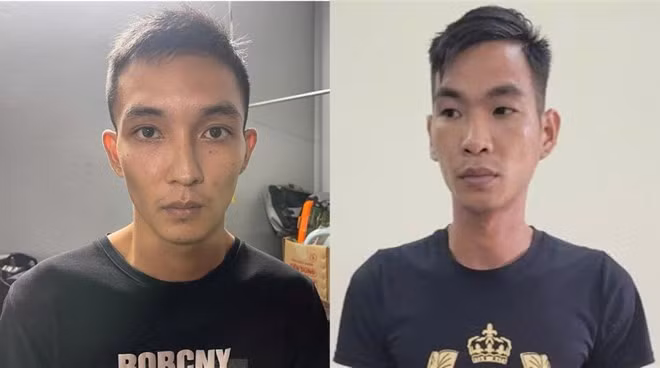 Đối tượng Nguyễn Đức Anh và Phạm Văn Việt (từ trái qua phải). Ảnh: Công an tỉnh Thái Bình