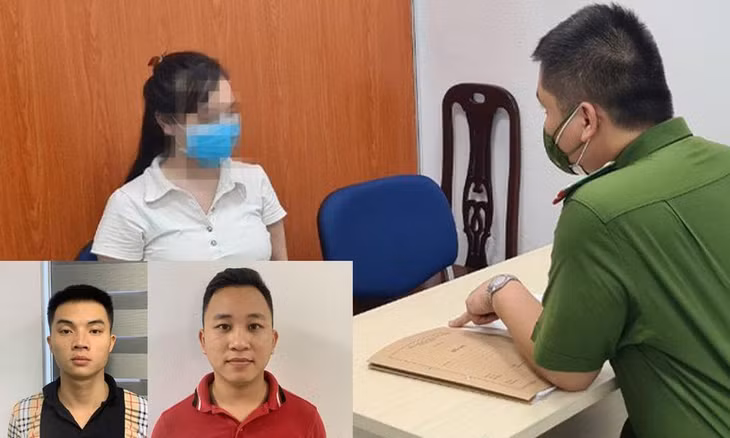 Hai đối tượng Sơn (áo kẻ) và Lộc (áo đỏ) bị khởi tố.
