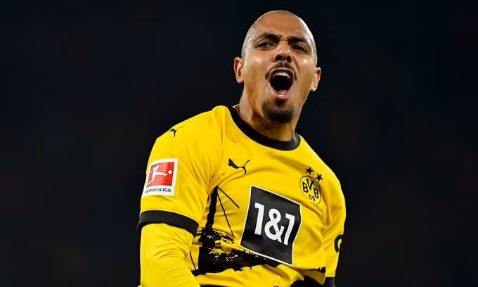 Tiền đạo Donyell Malen mừng bàn trong trận Dortmund thắng Freiburg trên sân Signal Iduna Park, vòng 21 Bundesliga tối 9/2/2024. Ảnh: Borussia Dortmund
