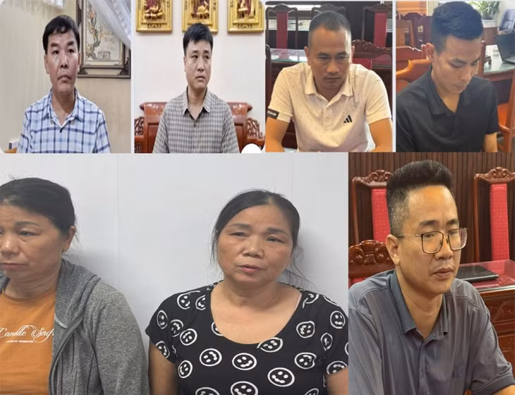 7 đối tượng trong đường dây đánh bạc bị tạm giữ hình sự. Ảnh: Công an Thanh Hóa