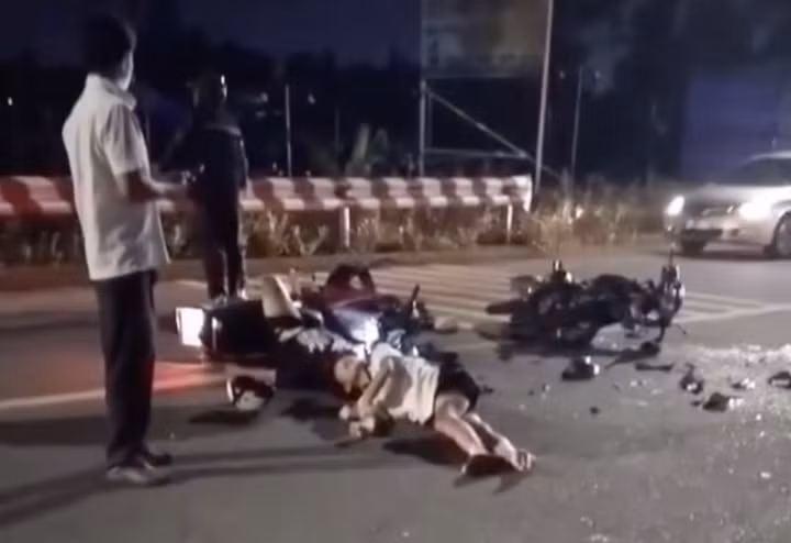 Hiện trường vụ tai nạn giao thông khiến 2 người tử vong.