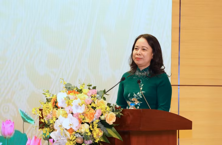 Đồng chí Võ Thị Ánh Xuân, Ủy viên BCH Trung ương Đảng, Phó Chủ tịch nước, Phó Chủ tịch thứ nhất Hội đồng Thi đua - Khen thưởng Trung ương, phát biểu tại đại hội.