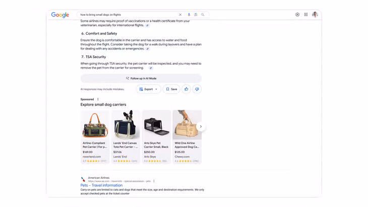 Google sẽ giới thiệu quảng cáo trong AI Overviews. Ảnh: Google