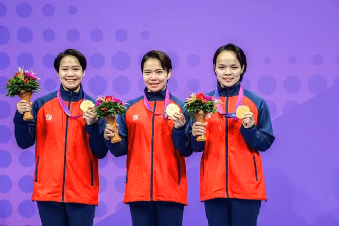 Tuyển thủ karate Việt Nam giành được thành tích Huy chương Vàng ASIAD 19 sau khi có những kết quả tại đấu trường SEA Games. Ảnh: QUÝ LƯỢNG