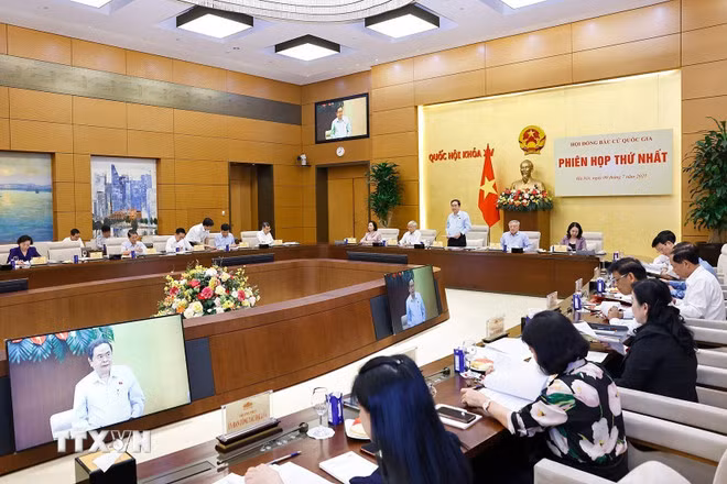 Chủ tịch Quốc hội Trần Thanh Mẫn, Chủ tịch Hội đồng Bầu cử quốc gia phát biểu. (Ảnh: Doãn Tấn/TTXVN)
