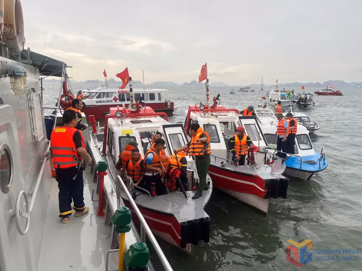 Lực lượng cảnh sát PCCC&amp;CNCH, CSGT đường thuỷ (Công an tỉnh), BĐBP, Hải quân, Kiểm ngư, Ban Quản lý Vịnh Hạ Long, Cảng vụ... tham gia cứu hộ.