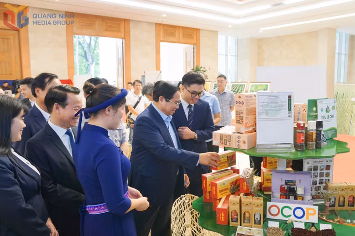 Miến dong Bình Liêu của Công ty CP Thương mại và Dịch vụ Bình Liêu được trưng bày tại Hội nghị toàn quốc tổng kết Chương trình mục tiêu quốc gia xây dựng Nông thôn mới giai đoạn 2021-2025 do Thủ tướng Phạm Minh Chính chủ trì. Ảnh: Đơn vị cung cấp.