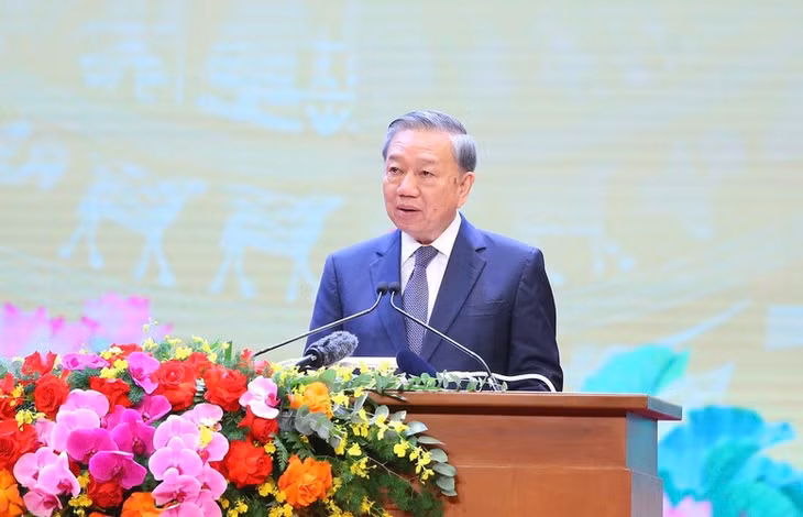 Tổng Bí thư Tô Lâm phát biểu tại cuộc gặp mặt