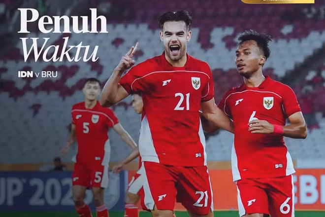 U23 Indonesia thắng đậm U23 Brunei 8-0, dẫn đầu bảng A giải U23 Đông Nam Á 2025. Ảnh: LĐBĐ Indonesia
