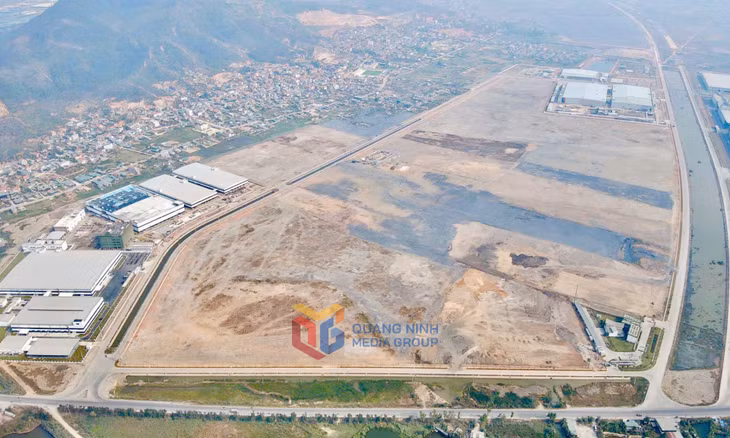 Diện tích san lấp mặt bằng KCN Sông Khoai. Ảnh: Mạnh Trường