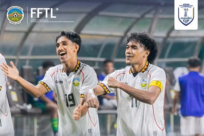 Timor-Leste có trận hòa kịch tính 4-4 ở giải U23 Đông Nam Á 2025. Ảnh: LĐBĐ Timor-Leste