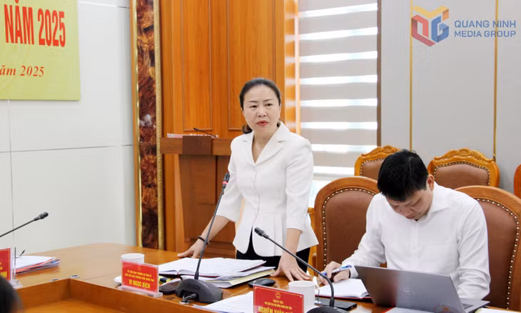 Đồng chí Vi Ngọc Bích, Phó Chủ tịch Thường trực HĐND tỉnh, phát biểu tại phiên họp.