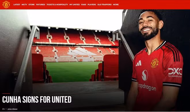 Matheus Cunha tiếp quản áo số 10 tại Man United. Ảnh: Trang chủ Man United