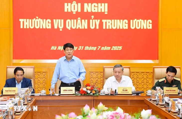 Chủ tịch nước Lương Cường phát biểu tại hội nghị - Ảnh: TTXVN