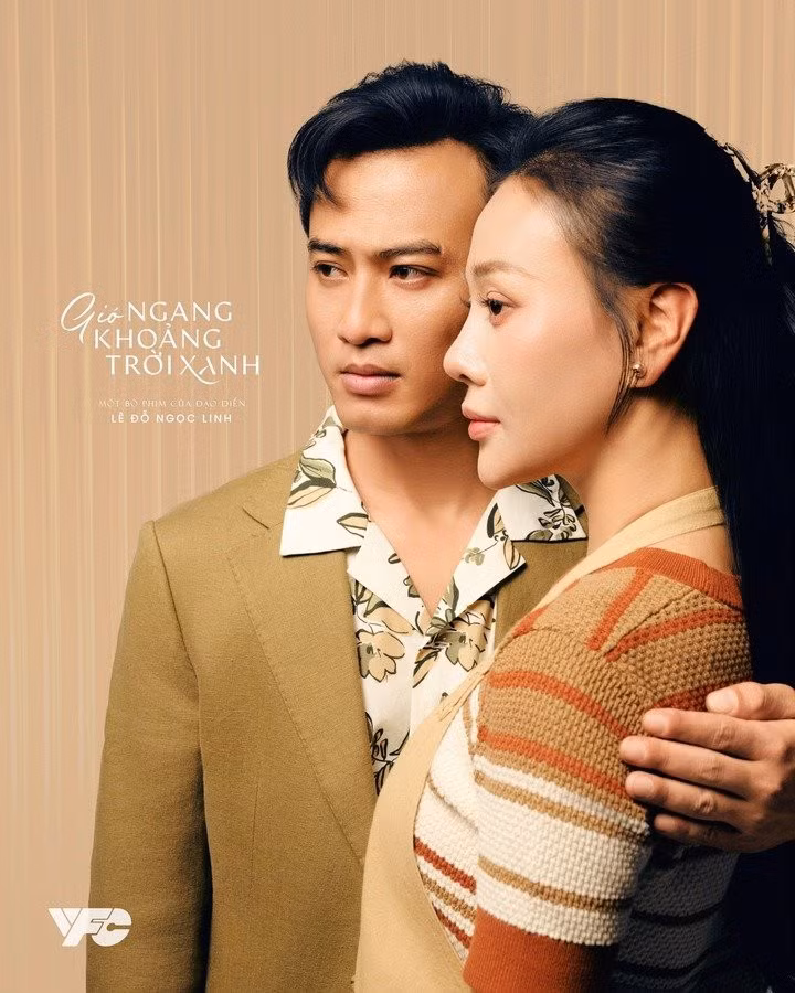 Doãn Quốc Đam và Phương Oanh đóng vai vợ chồng trong phim “Gió ngang khoảng trời xanh“. Ảnh: VFC