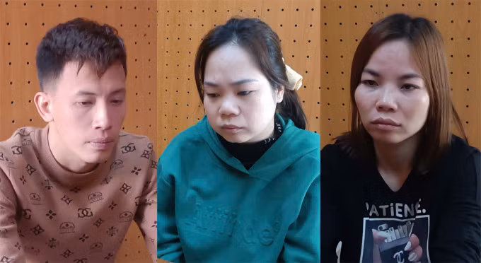 Các bị can Dương Đình Kiên, Dương Phương Thảo và Hoàng Thị Ngọc. Ảnh: Minh Thúy