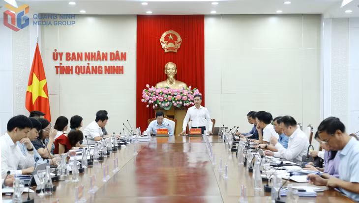 Đồng chí Phạm Đức Ấn, Phó Bí thư Tỉnh ủy, Chủ tịch UBND tỉnh, phát biểu tại cuộc họp.