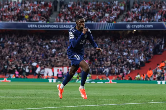 Rồi mừng bàn trong trận PSG thắng Arsenal 1-0 ở lượt đi bán kết Champions League trên sân Emirates, London, Anh ngày 29/4. Ảnh: UEFA
