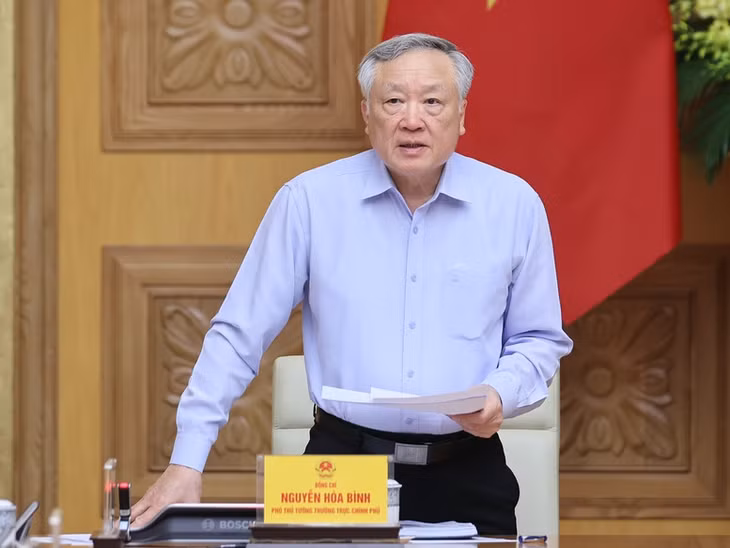 Phó Thủ tướng Thường trực Chính phủ Nguyễn Hòa Bình phát biểu tại cuộc họp - Ảnh: VGP/Nhật Bắc