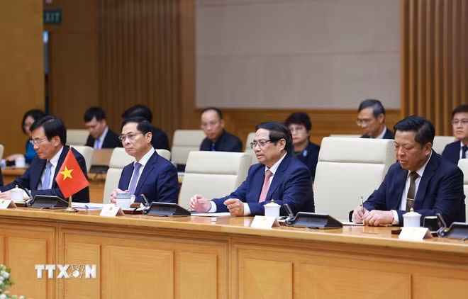 Thủ tướng Phạm Minh Chính hội đàm với Thủ tướng Ethiopia Abiy Ahmed Ali. (Ảnh: Dương Giang/TTXVN)