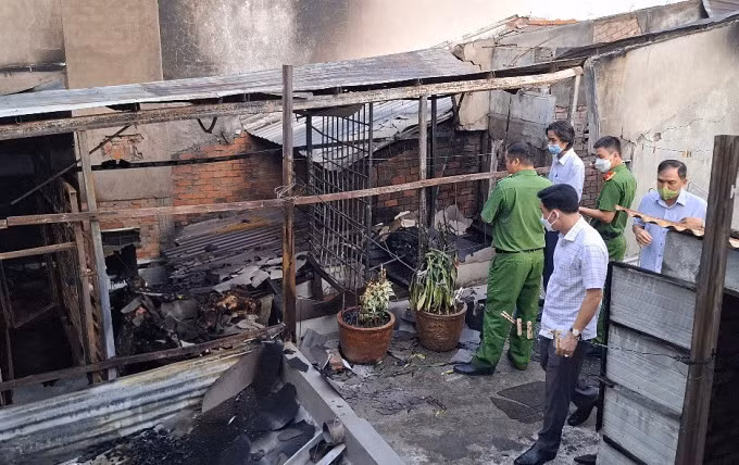 Hiện trường xảy ra cháy. Ảnh: Công an Tiền Giang