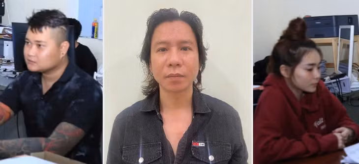 Các đối tượng từ trái qua: Nguyễn Minh Sang, Phạm Giang Bắc, Nguyễn Ngọc Trà Mi. Ảnh: Công an tỉnh Đồng Nai
