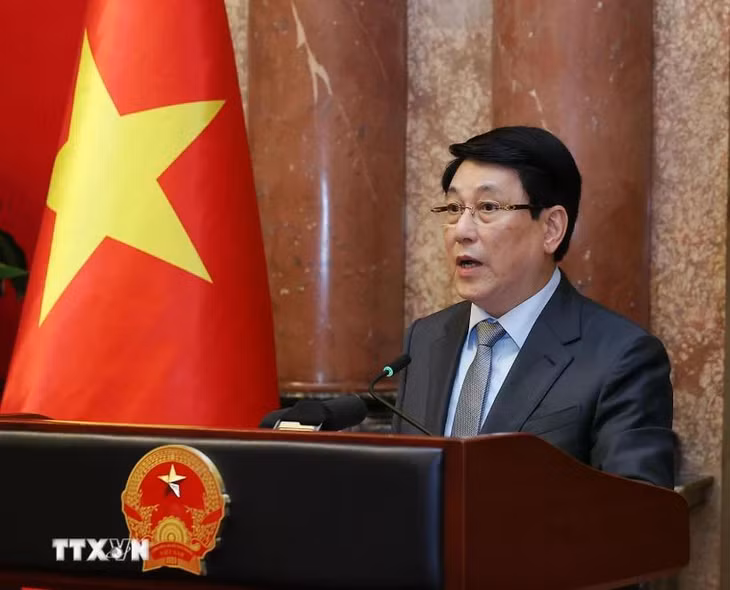 Chủ tịch nước Lương Cường phát biểu. (Ảnh: Lâm Khánh/TTXVN)
