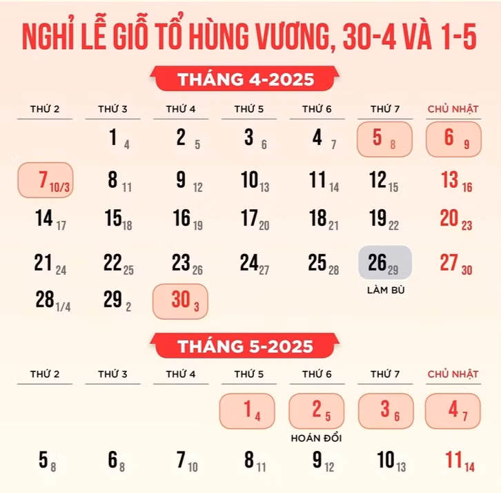 Lịch nghỉ lễ 30/4-1/5 của học sinh cả nước - Ảnh 1.