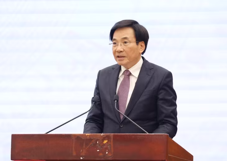 Bộ trưởng, Chủ nhiệm Văn phòng Chính phủ Trần Văn Sơn, Người phát ngôn của Chính phủ, chủ trì họp báo Chính phủ thường kỳ tháng 3 - Ảnh: VGP/Nhật Bắc