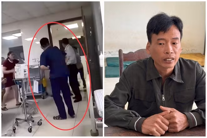 Vụ việc tại Trung tâm Y tế huyện Thanh Ba (bên trái) và đối tượng Khuất Văn Sinh (bên phải). Ảnh: Công an tỉnh Phú Thọ.