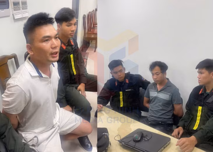 Đối tượng Hà Quang Sơn (trái) và Hoàng Văn Đông (phải) bị lực lượng chức năng bắt giữ. Ảnh: Công an tỉnh Quảng Ninh