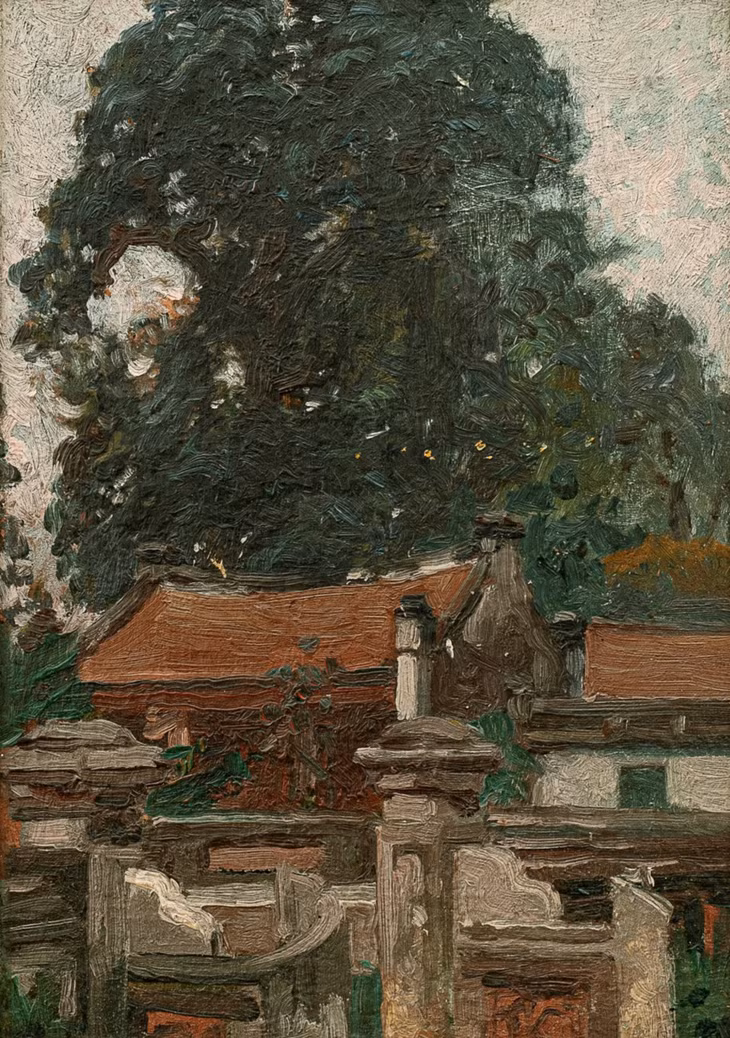 Tác phẩm sơn dầu trên bảng La Pagode des Corbeaux à Hanoi (Chùa Quạ ở Hà Nội) được Christie's gõ búa 52.920 HKD (176 triệu đồng). Chùa Quạ là tên cũ mà người Pháp gọi Văn Miếu - Quốc Tử Giám vì mức độ hoang phế. Tranh có kích thước 26,3x18,7 cm, do Francois de Marliave (1874-1953) - họa sĩ kiêm nhà du hành Pháp thực hiện năm 1920.