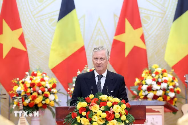 Nhà vua Vương quốc Bỉ Philippe phát biểu. (Ảnh: Lâm Khánh/TTXVN)