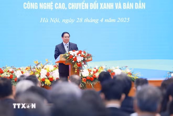 Thủ tướng Phạm Minh Chính phát biểu tại Diễn đàn doanh nghiệp Việt Nam-Nhật Bản. (Ảnh: Dương Giang/TTXVN)