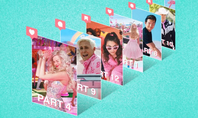 Minh họa về bộ phim Nàng Barbie được "cắt nhỏ" và đăng lên TikTok. Ảnh: WSJ