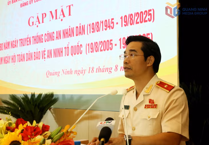 Thiếu tướng Trần Văn Phúc, Ủy viên Ban Thường vụ Tỉnh ủy, Giám đốc Công an tỉnh, phát biểu tại chương trình.