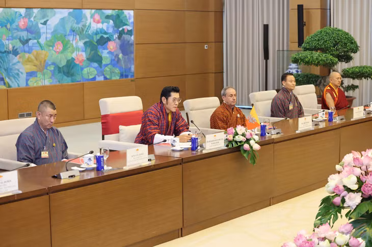 Quốc vương Bhutan Jigme Khesar Namgyel Wangchuck phát biểu tại hội kiến. (Ảnh: Duy Linh)