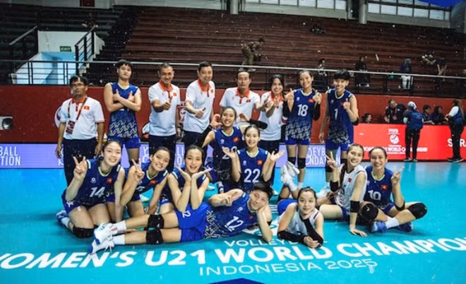 Tuyển bóng chuyền nữ U21 Việt Nam. Ảnh: FIVB