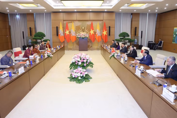 Quang cảnh hội kiến tại Nhà Quốc hội. (Ảnh Duy Linh)