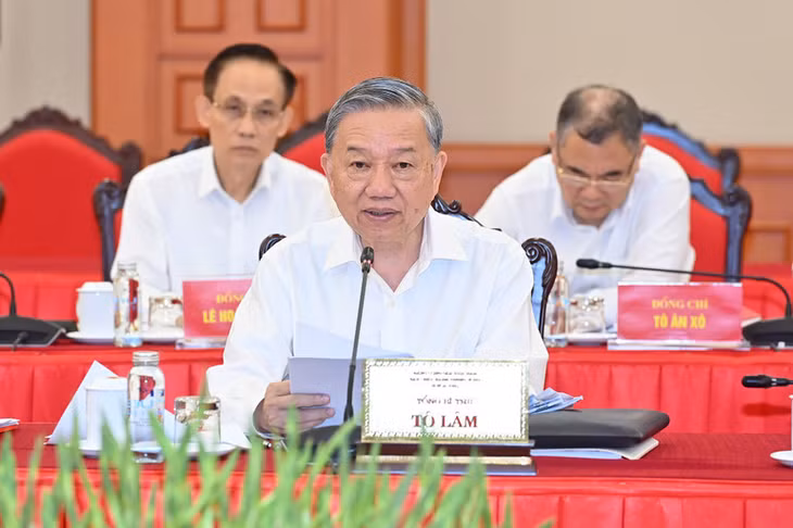 Tổng Bí thư Tô Lâm phát biểu tại buổi làm việc. (Ảnh: ĐĂNG KHOA)