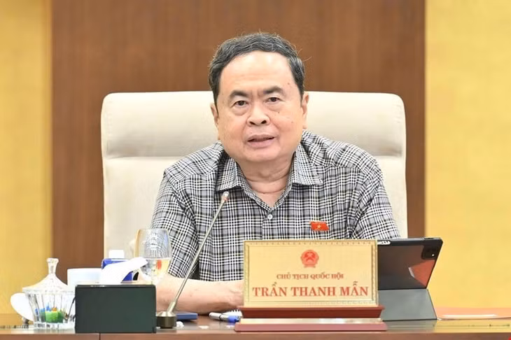 Chủ tịch Quốc hội Trần Thanh Mẫn phát biểu ý kiến tại phiên họp. (Ảnh: DUY LINH)